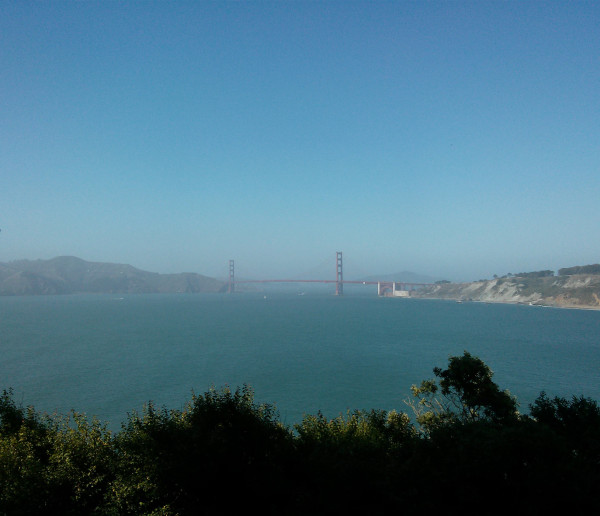 The Golden Gate Bridge as seen from the Lands End trail
